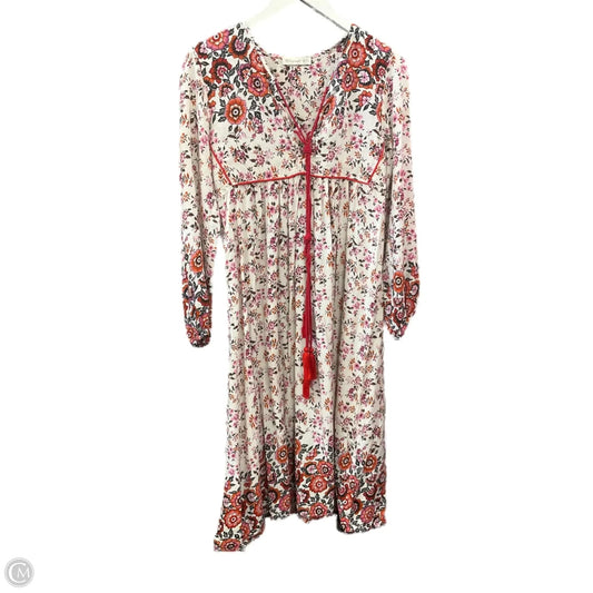 Dress Casual Midi By Clothes Mentor In Pink & White, Size: Xs