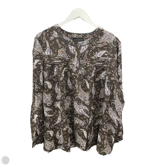Blouse Long Sleeve By Lane Bryant In Brown, Size: 2x