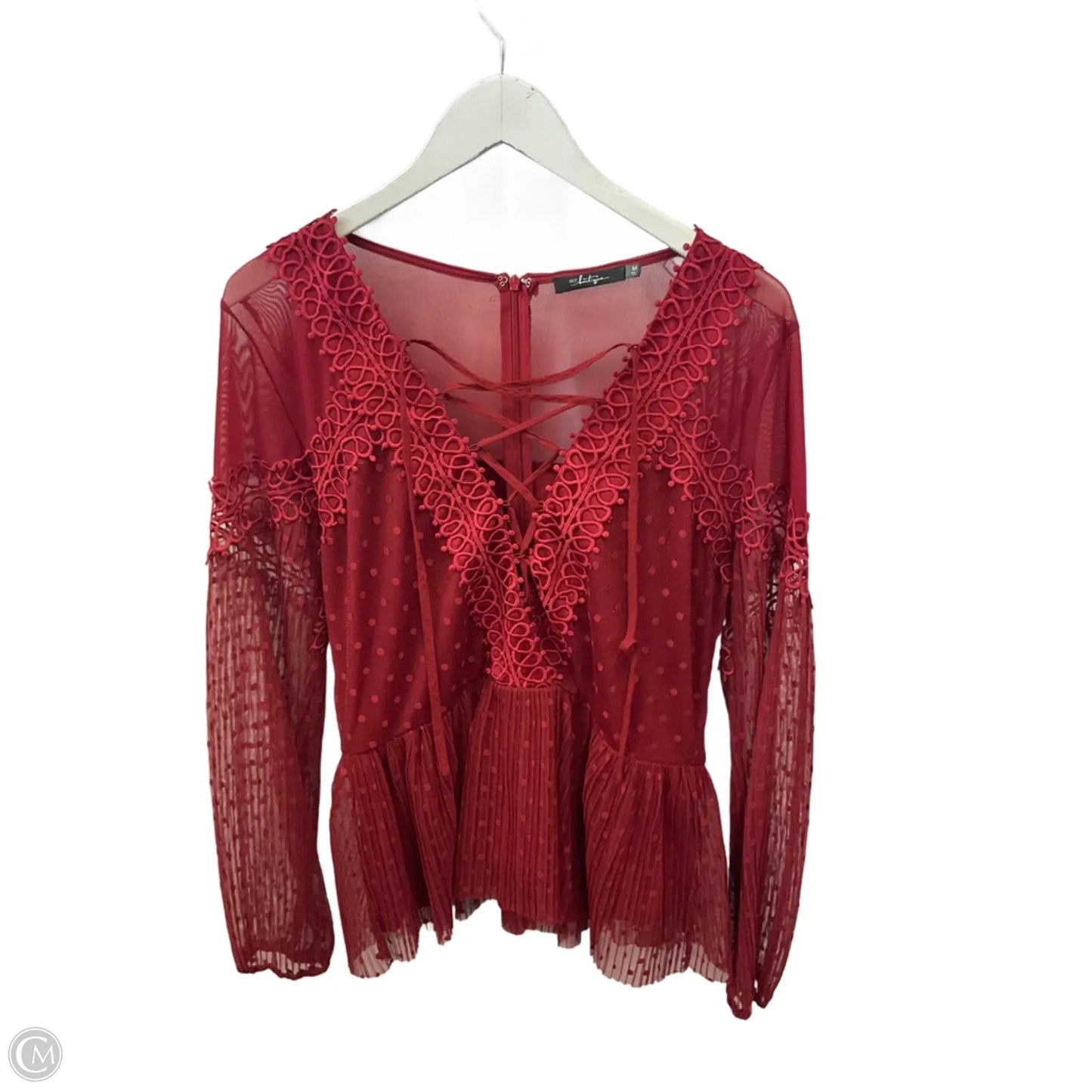 Top Long Sleeve By Bke In Maroon, Size: M