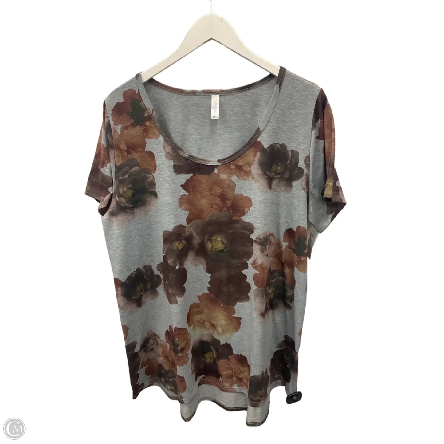 Top Short Sleeve By Lularoe In Brown & Grey, Size: 3x