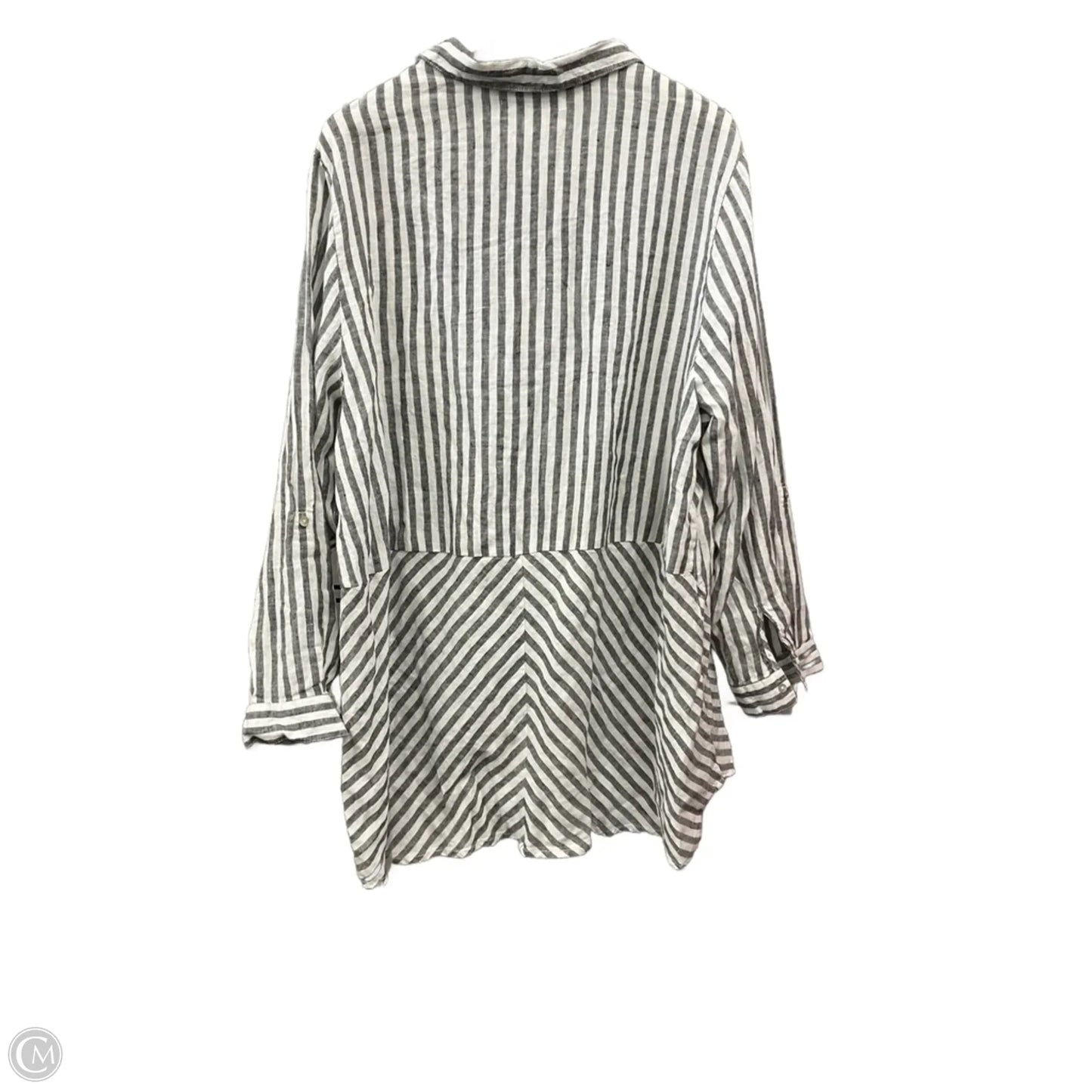 Tunic Long Sleeve By C And C In Grey & White, Size: 2x