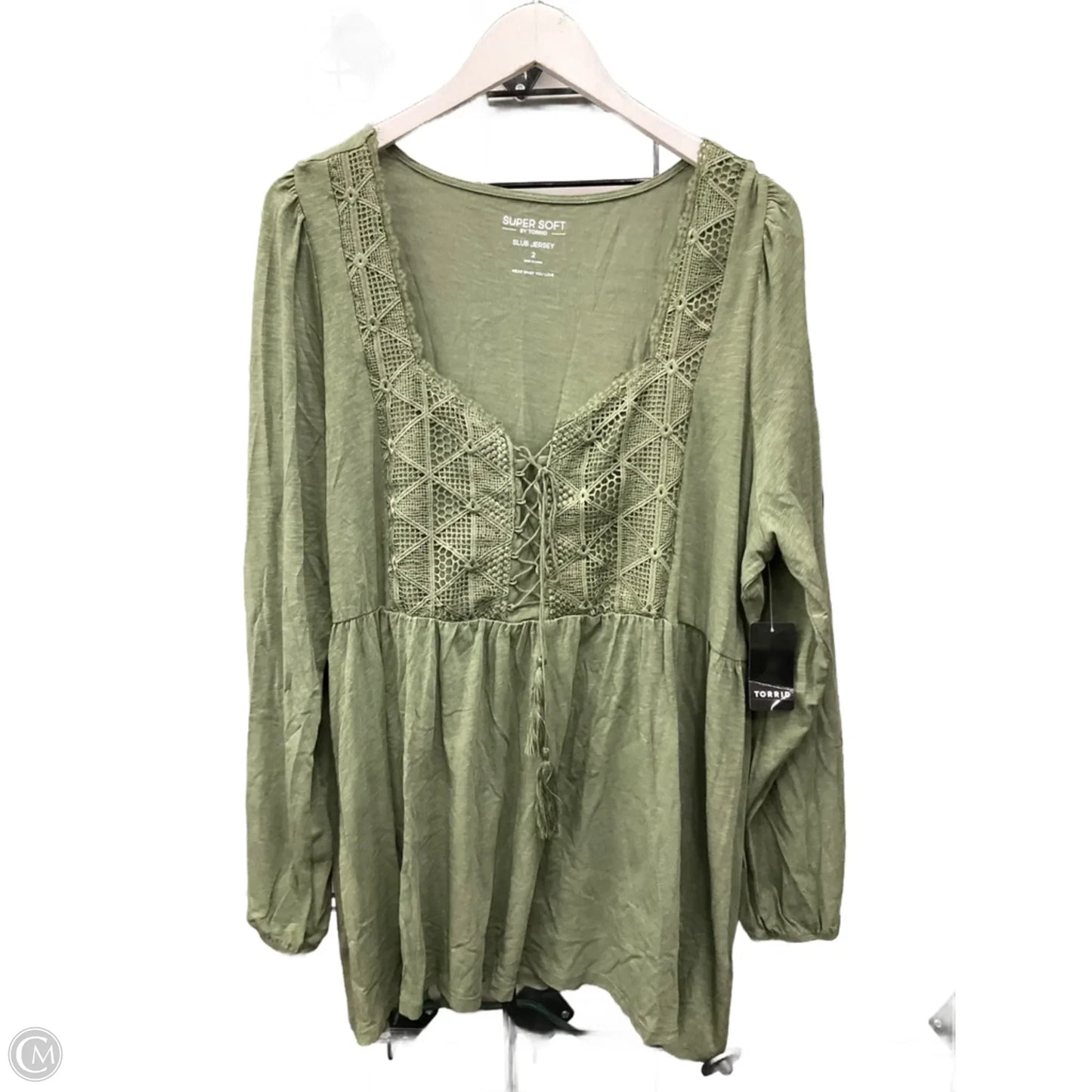 Top Long Sleeve By Torrid In Green, Size: 2x