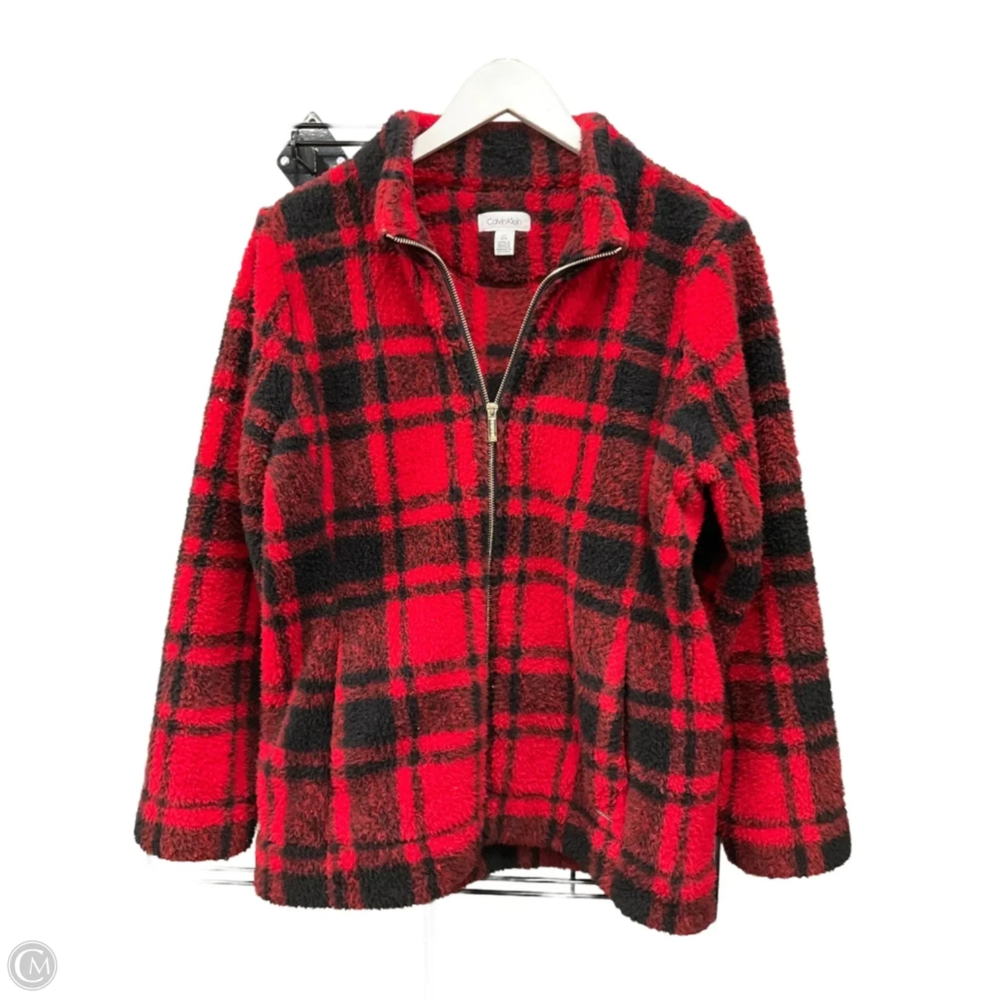 Jacket Fleece By Calvin Klein In Red, Size: L
