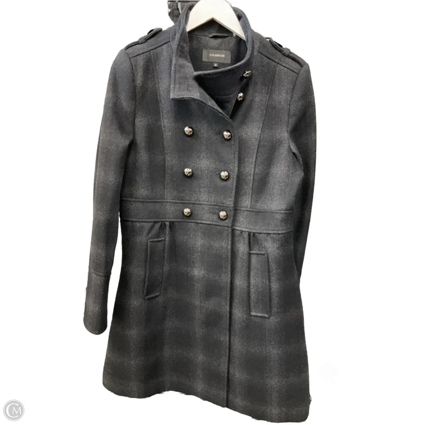 Coat Wool By Colebrook In Black & Grey, Size: M