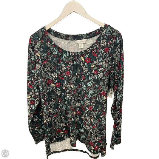 Top Long Sleeve By Christopher And Banks In Green & Red, Size: Xl