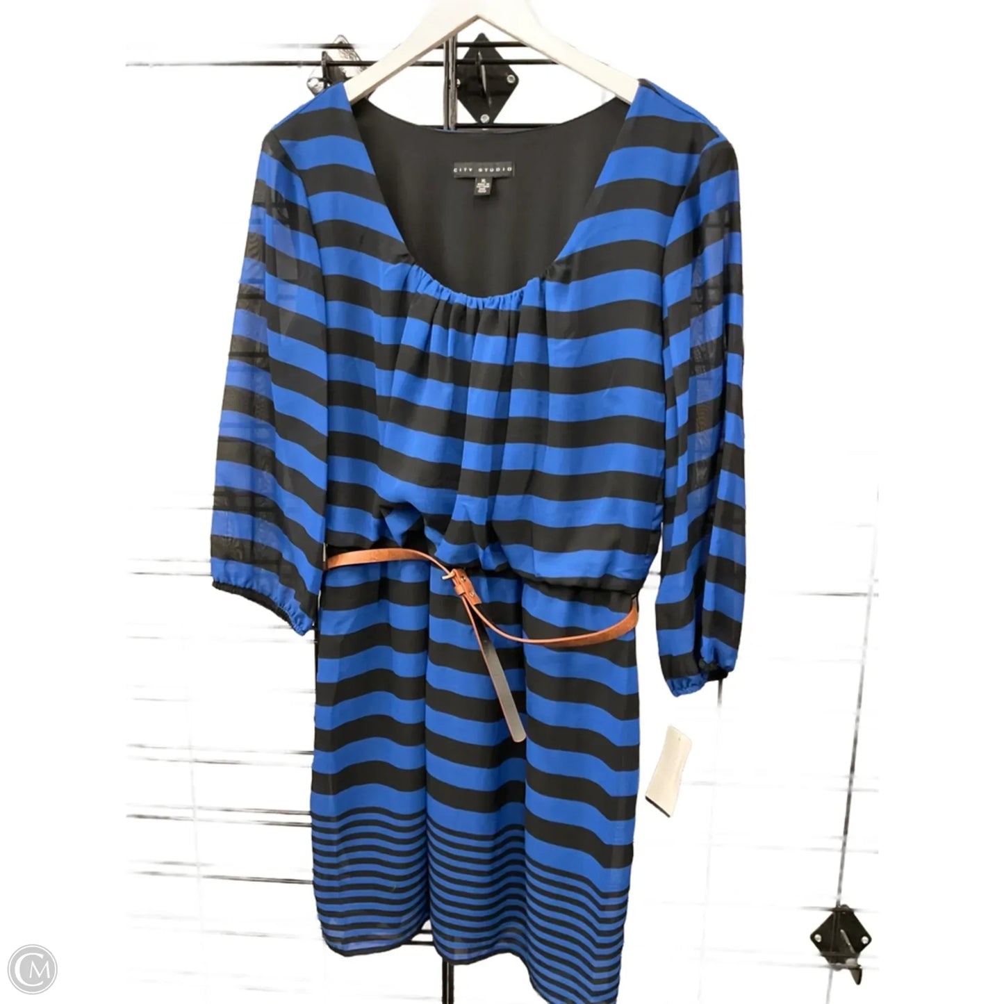 Dress Casual Short By City Studio In Black & Blue, Size: Xl