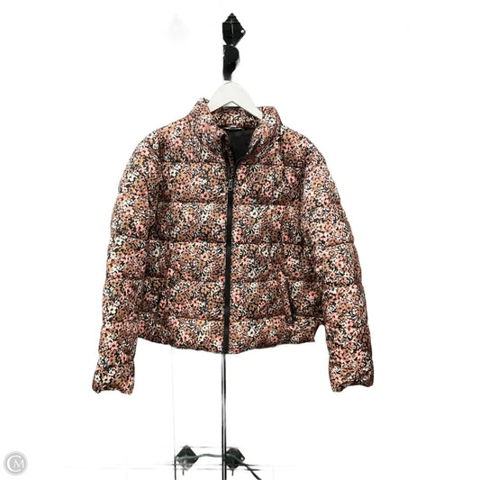 Jacket Puffer & Quilted By Time And Tru In Brown & Tan, Size: L