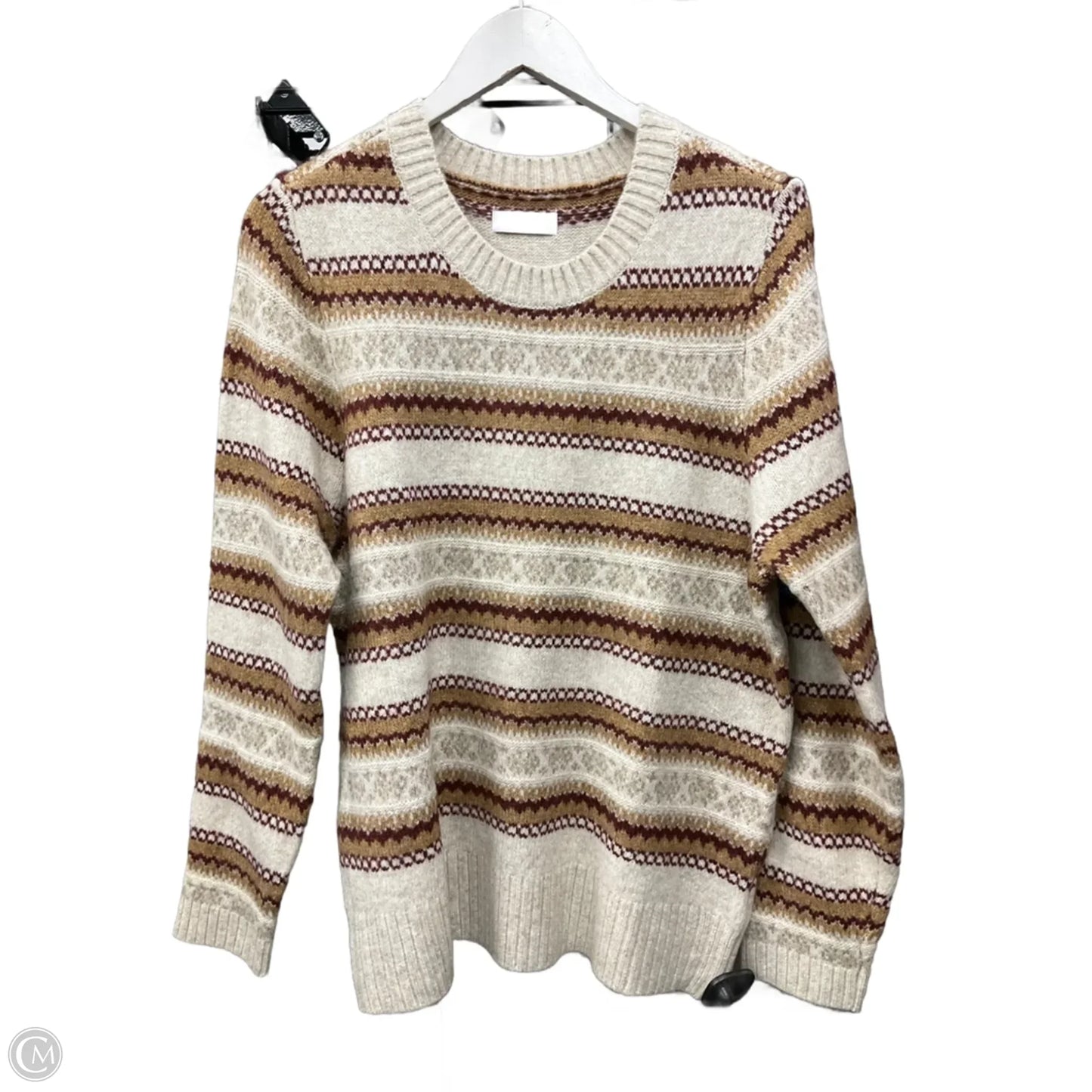 Sweater By Croft And Barrow In Cream & Orange, Size: L