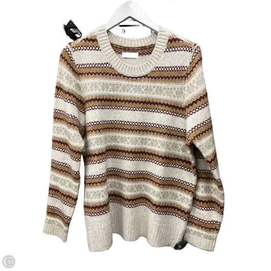 Sweater By Croft And Barrow In Cream & Orange, Size: L