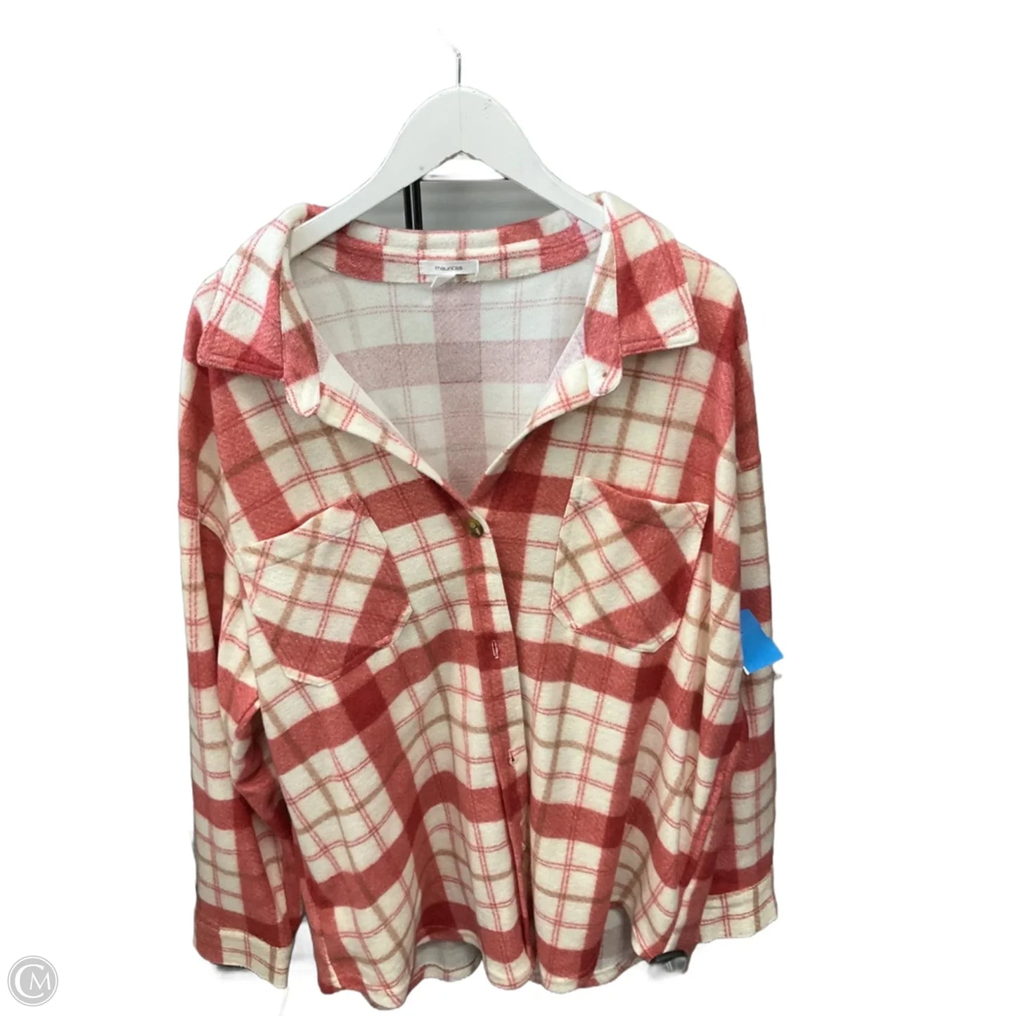 Top Long Sleeve By Maurices In Red & White, Size: Xxl