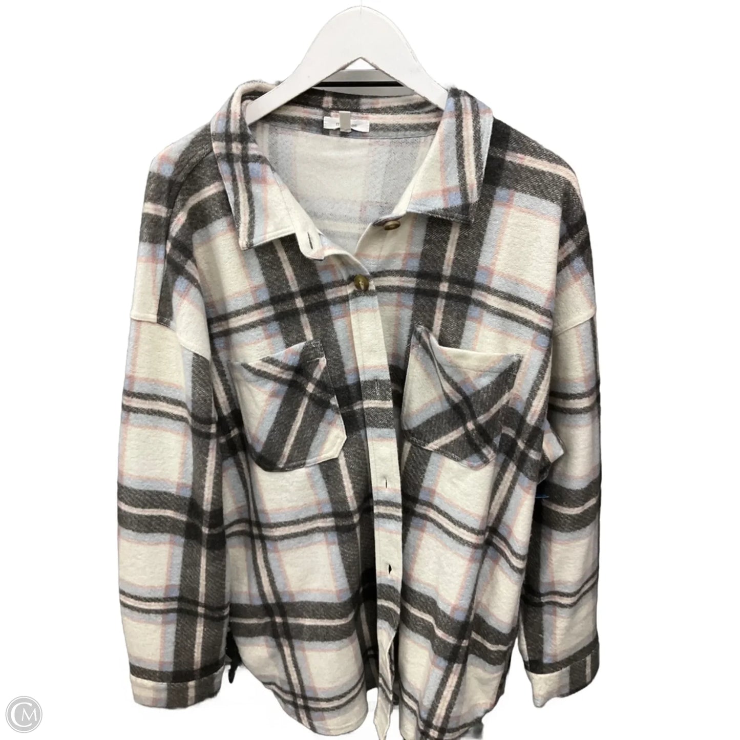 Top Long Sleeve By Maurices In Grey & White, Size: Xxl