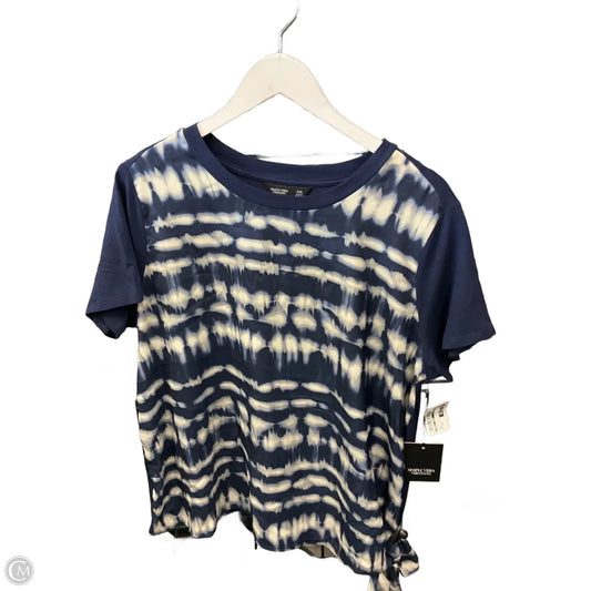 Top Short Sleeve By Simply Vera In Blue & White, Size: Xxl