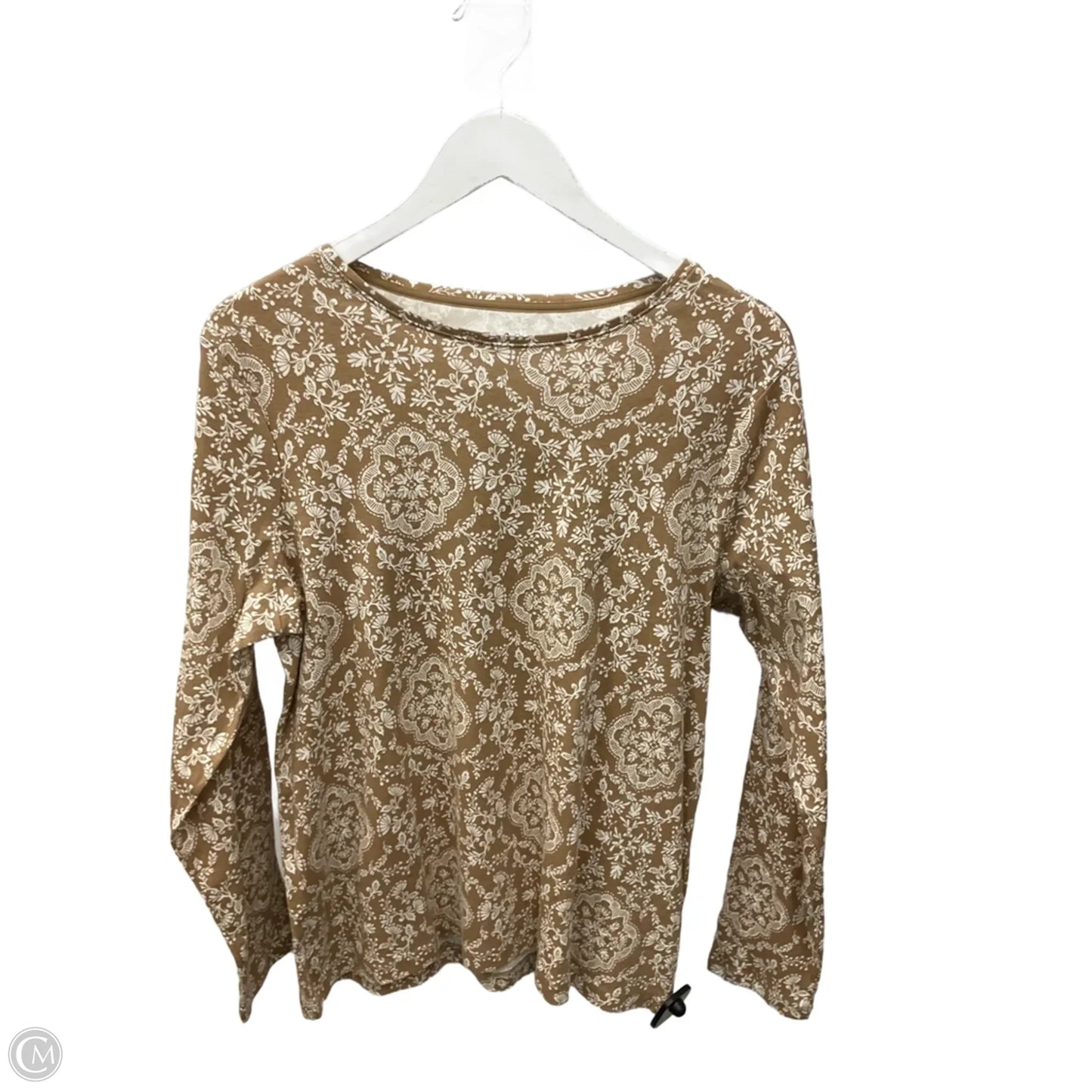 Top Long Sleeve By Croft And Barrow In Cream & Tan, Size: Xl