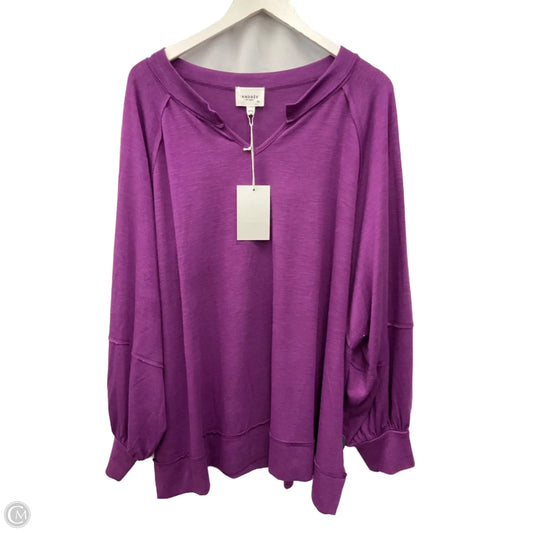 Top Long Sleeve By Andree By Unit In Purple, Size: 2x
