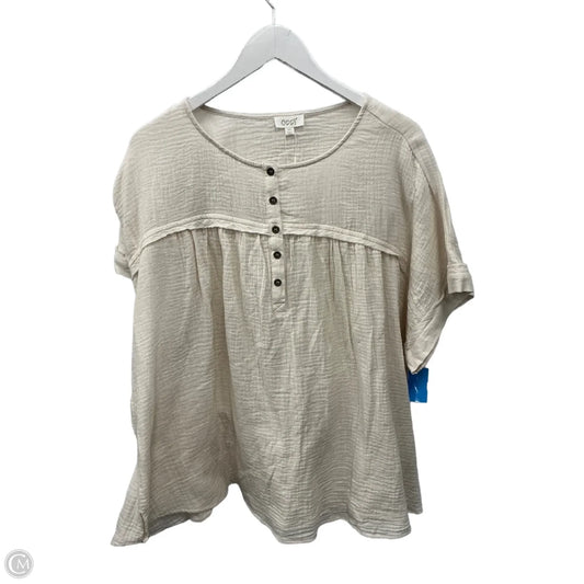 Top Short Sleeve By Clothes Mentor In Beige, Size: 2x