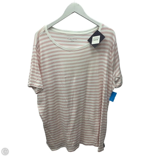 Top Short Sleeve By Ava & Viv In Pink & White, Size: 3x