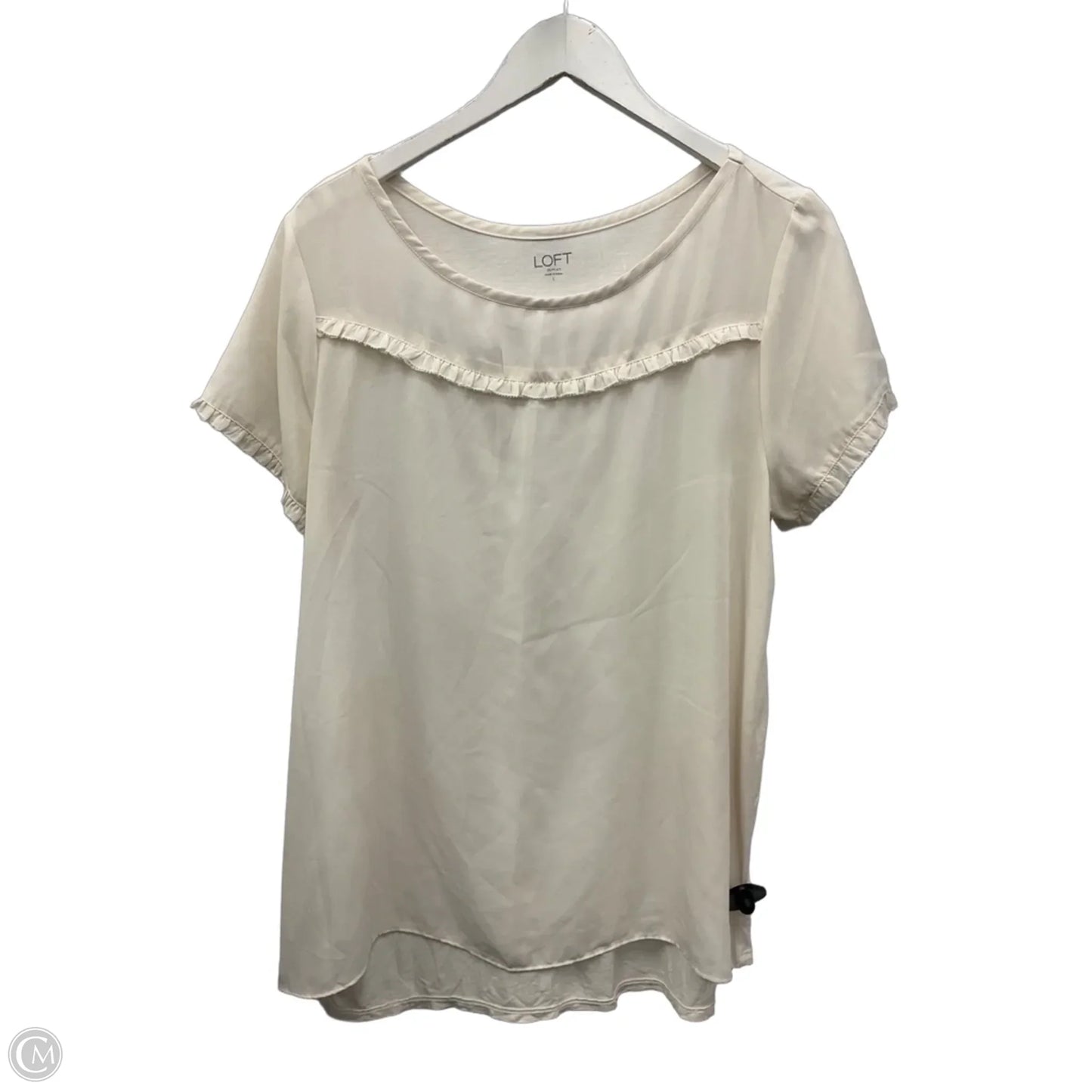 Top Short Sleeve By Loft In Cream, Size: L