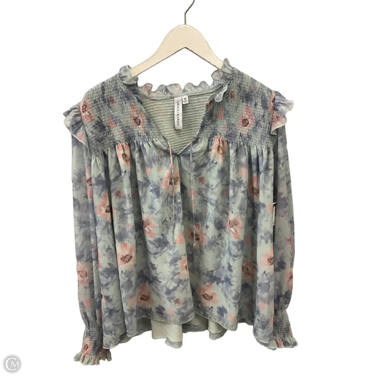 Top Long Sleeve By Grace + Karma In Blue, Size: 1x