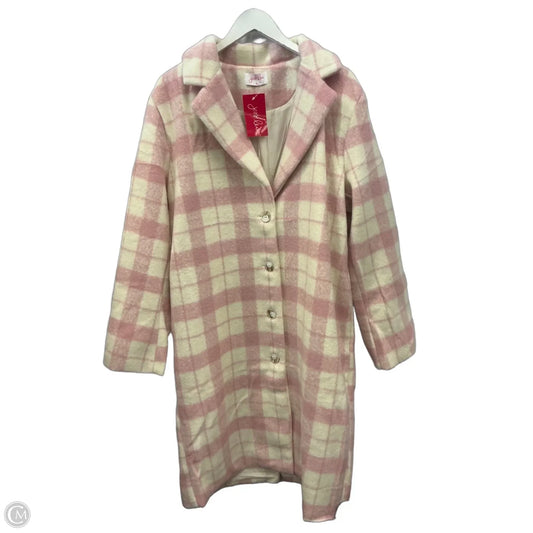 Coat Wool By Jess Lea In Cream & Pink, Size: Xl