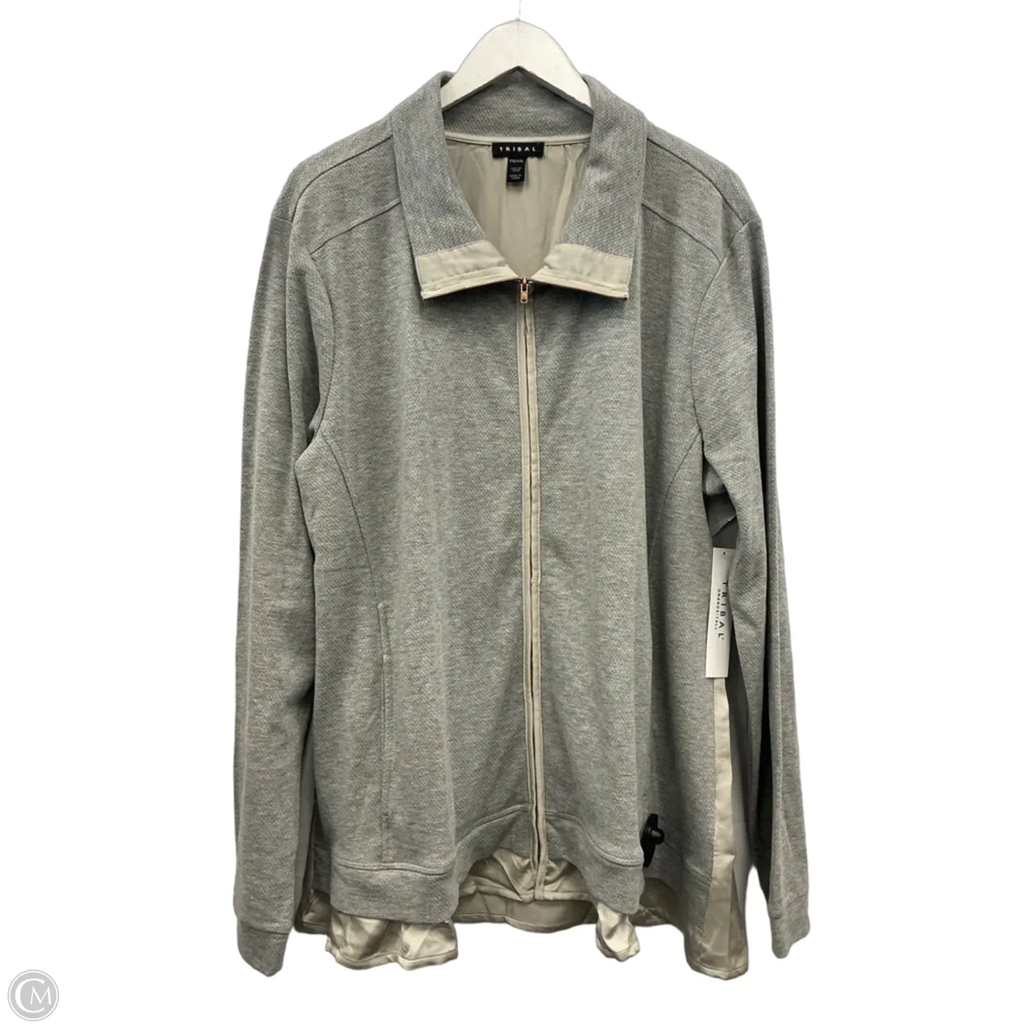 Sweatshirt Collar By Tribal In Grey, Size: Xxl