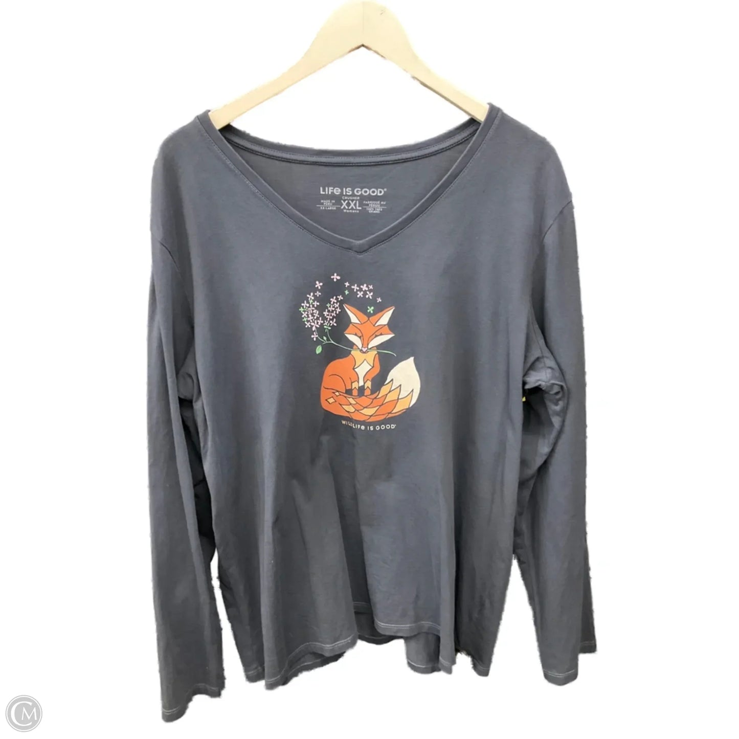 Top Long Sleeve By Life Is Good In Blue, Size: 2x