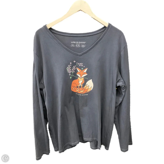 Top Long Sleeve By Life Is Good In Blue, Size: 2x