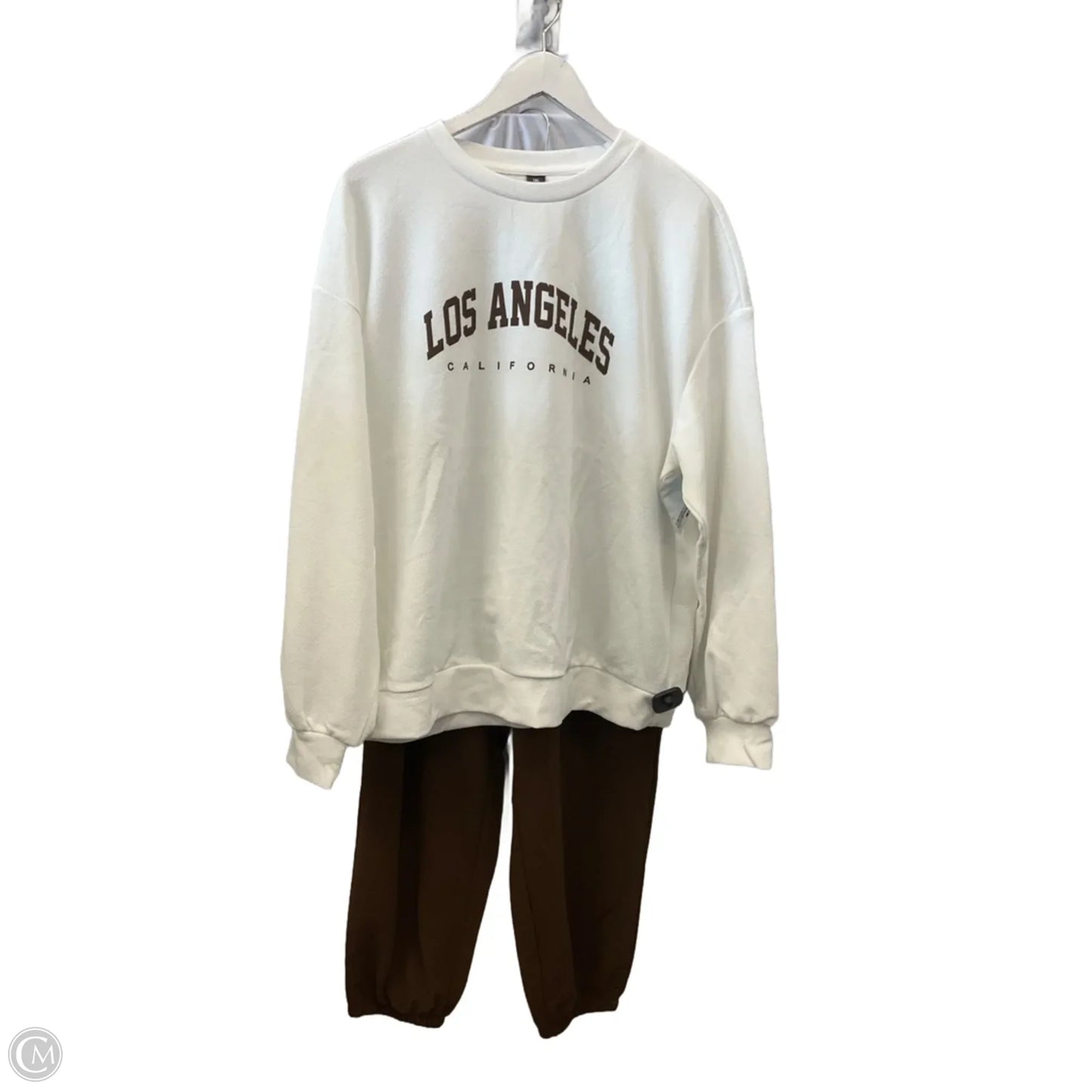 Lounge Set Pants By Shein In Brown & White, Size: 1x