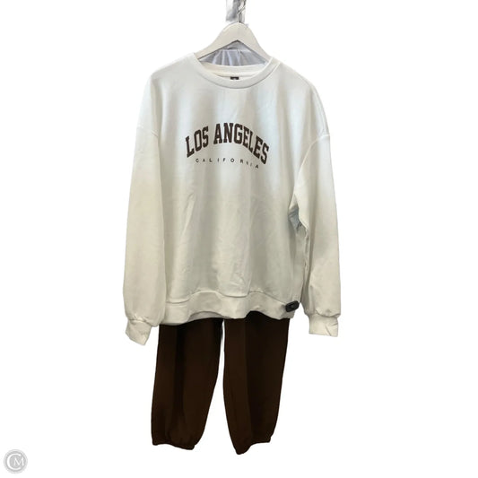 Lounge Set Pants By Shein In Brown & White, Size: 1x