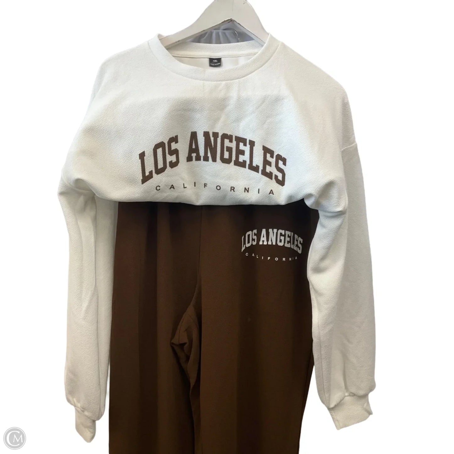 Lounge Set Pants By Shein In Brown & White, Size: 1x