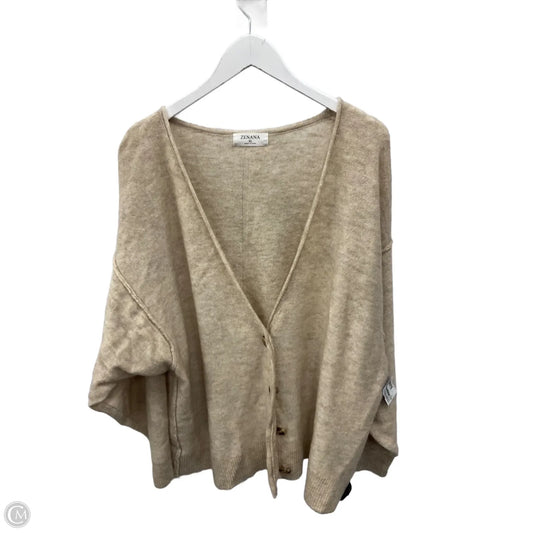 Sweater Cardigan By Zenana In Tan, Size: Xl