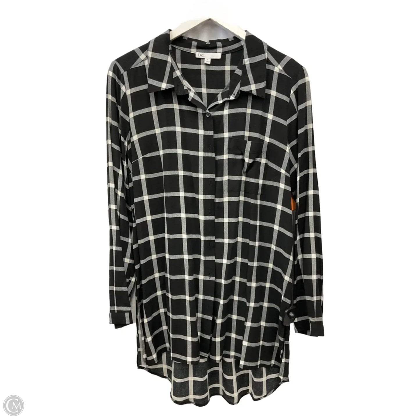 Top Long Sleeve By Dr2 In Plaid Pattern, Size: M