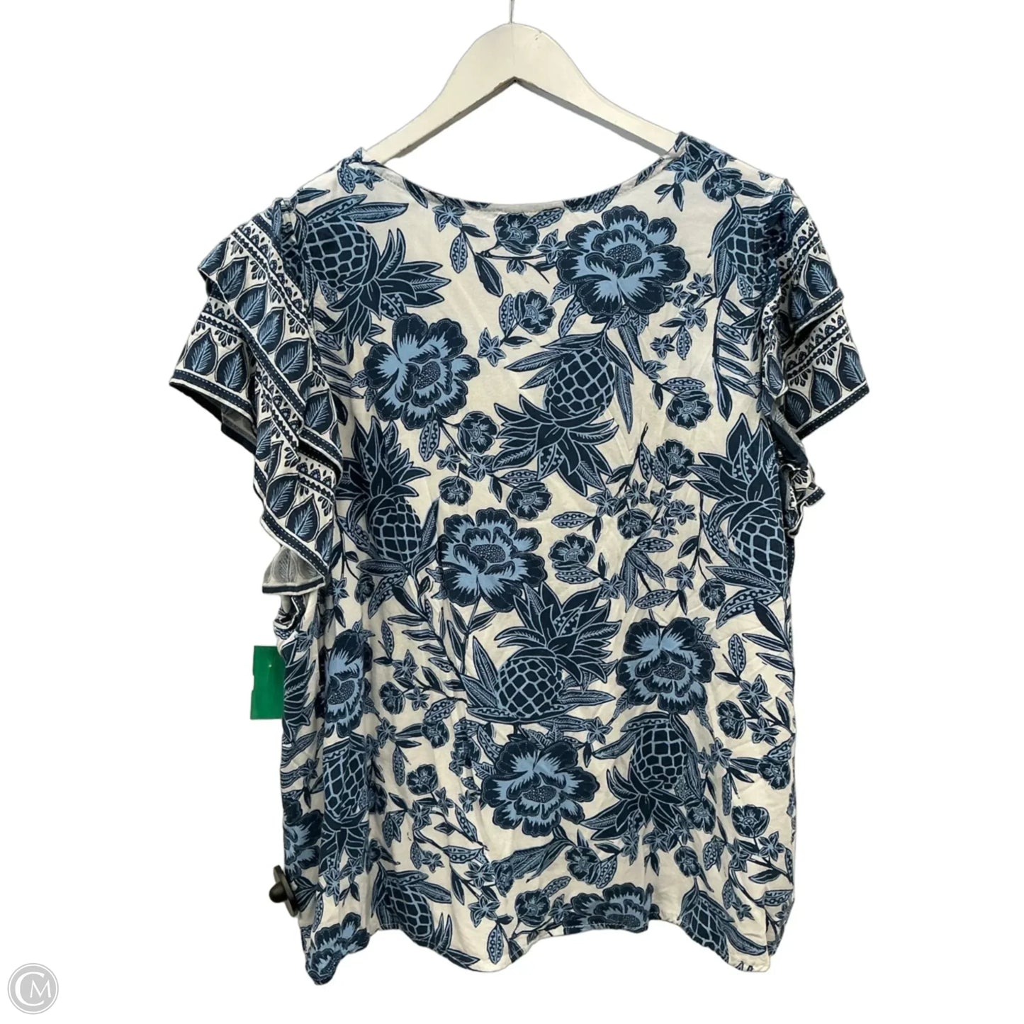 Top Short Sleeve By Rachel Zoe In Blue & White, Size: 2x