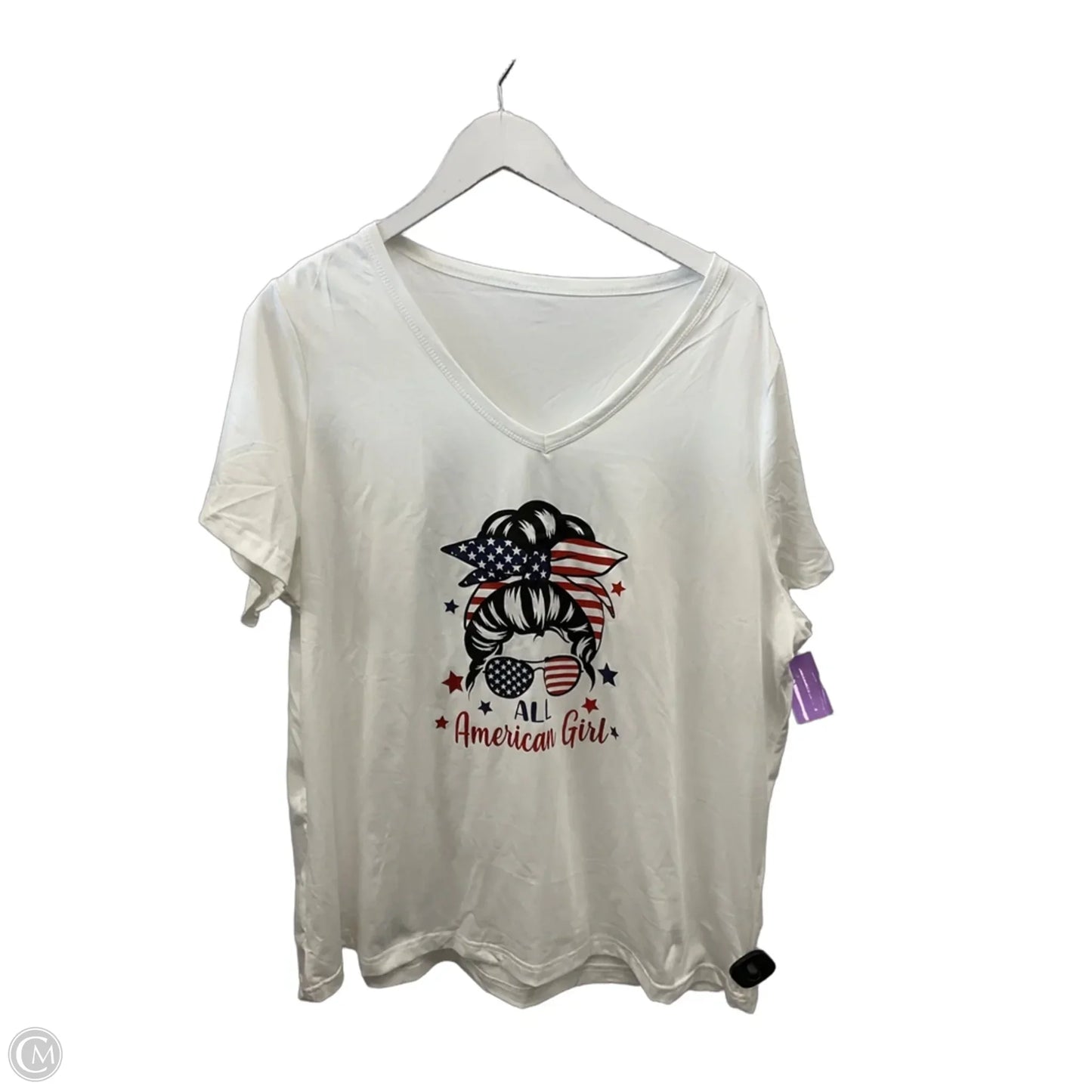 Top Short Sleeve By Clothes Mentor In Blue & Red & White, Size: 2x
