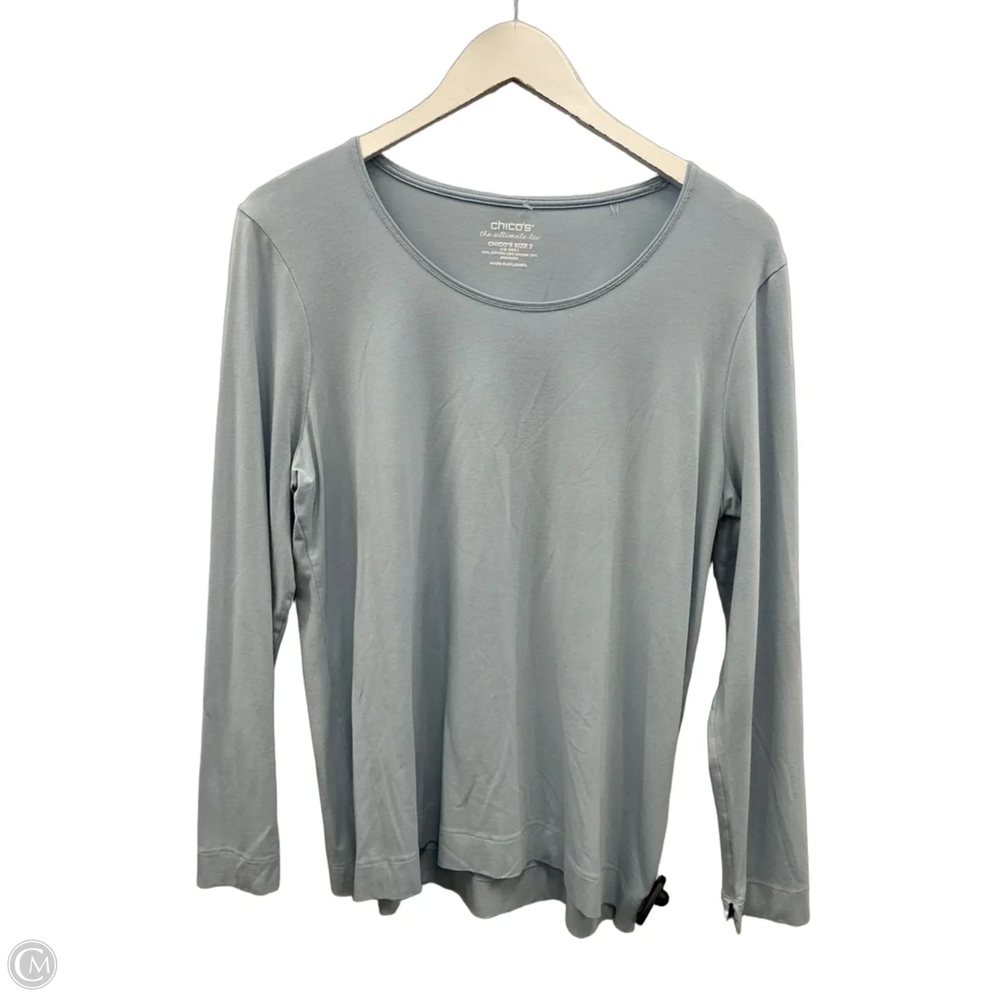 Athletic Top Long Sleeve Collar By Chicos In Blue, Size: L