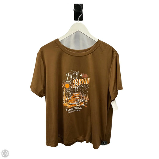 Top Short Sleeve Basic By Clothes Mentor In Brown, Size: 2x