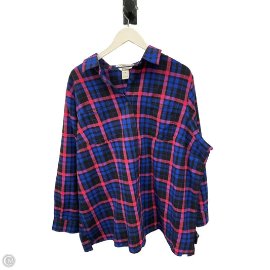 Top Long Sleeve By Duluth Trading In Blue & Pink, Size: 2x