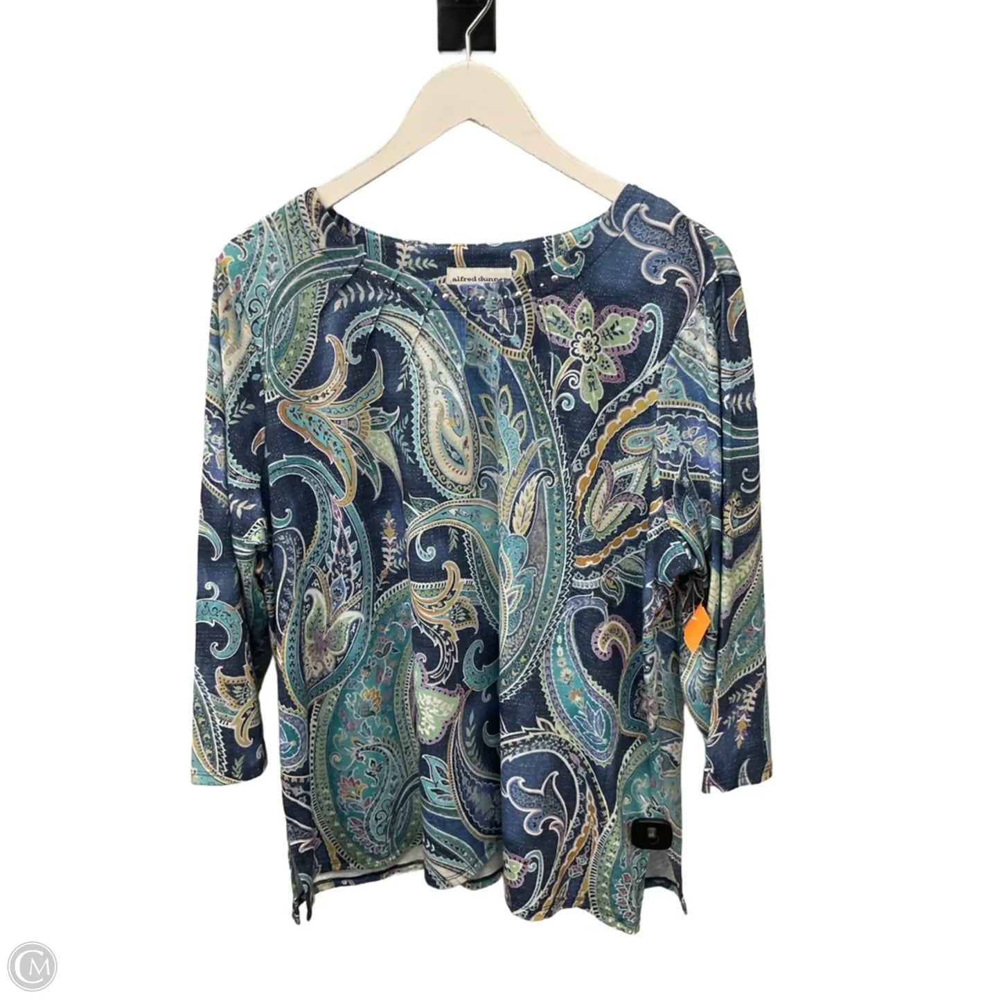 Top 3/4 Sleeve By Alfred Dunner In Blue & Green, Size: 1x