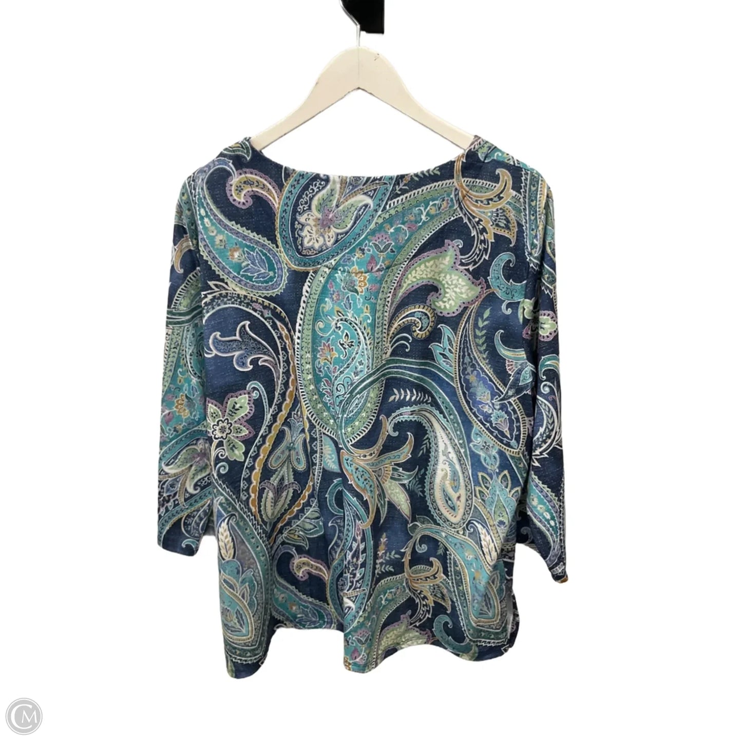 Top 3/4 Sleeve By Alfred Dunner In Blue & Green, Size: 1x