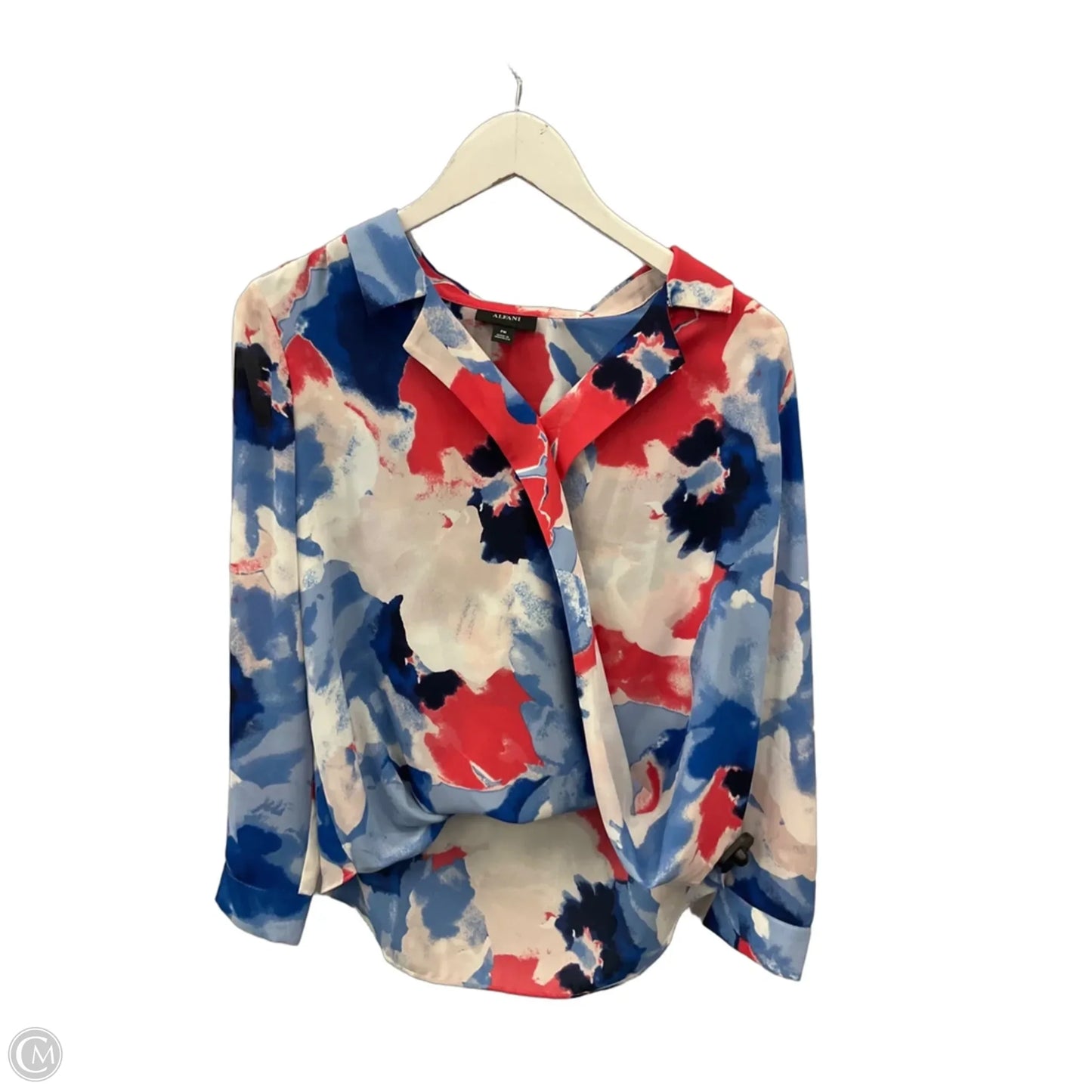 Top Long Sleeve By Alfani In Blue & Red & White, Size: Mp