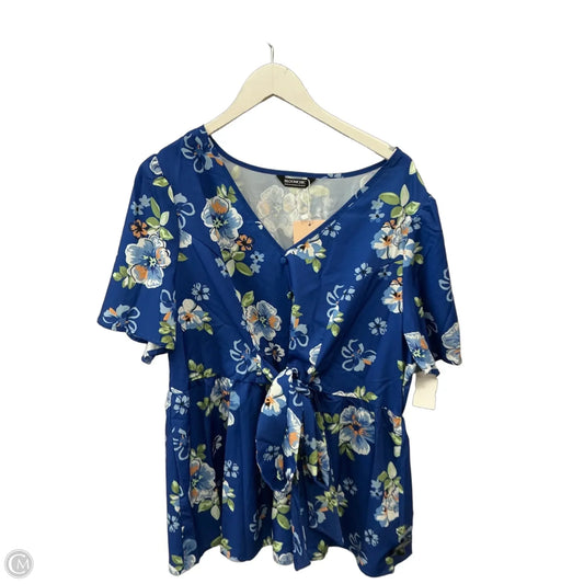 Top Short Sleeve By Bloomchic In Blue, Size: 1x