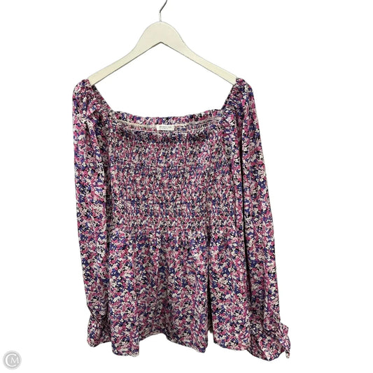Top Long Sleeve By Chicsoul In Pink & Purple, Size: 2x