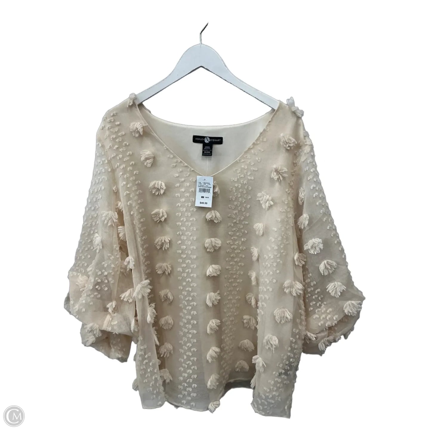Top 3/4 Sleeve By Ashley Marie In Cream, Size: 1x