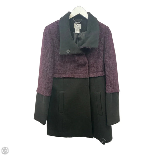 Coat Wool By Worthington In Black & Purple, Size: L