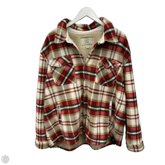 Jacket Shirt By Sage In Red & Tan, Size: Xxl