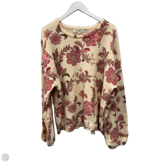 Sweater By Penelope Rose In Cream & Pink, Size: 2x