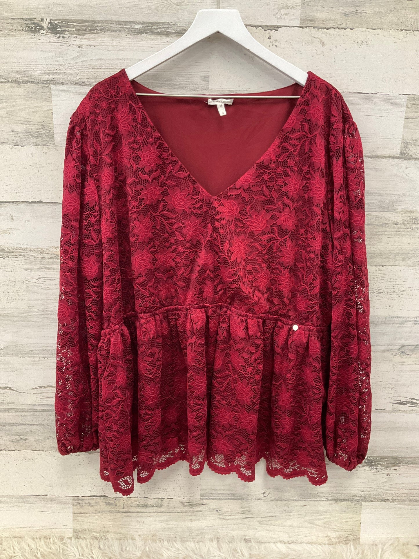 Top Long Sleeve By Maurices In Red, Size: 3x