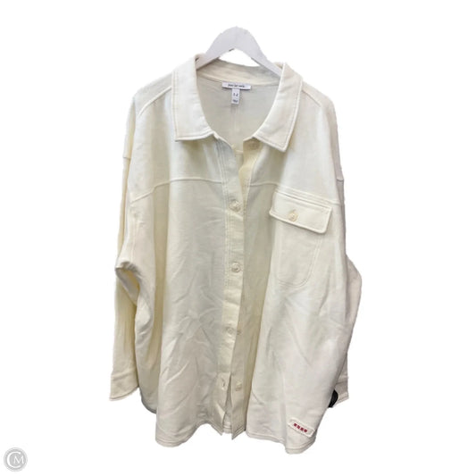 Jacket Shirt By Peace Love World In Cream, Size: 3x