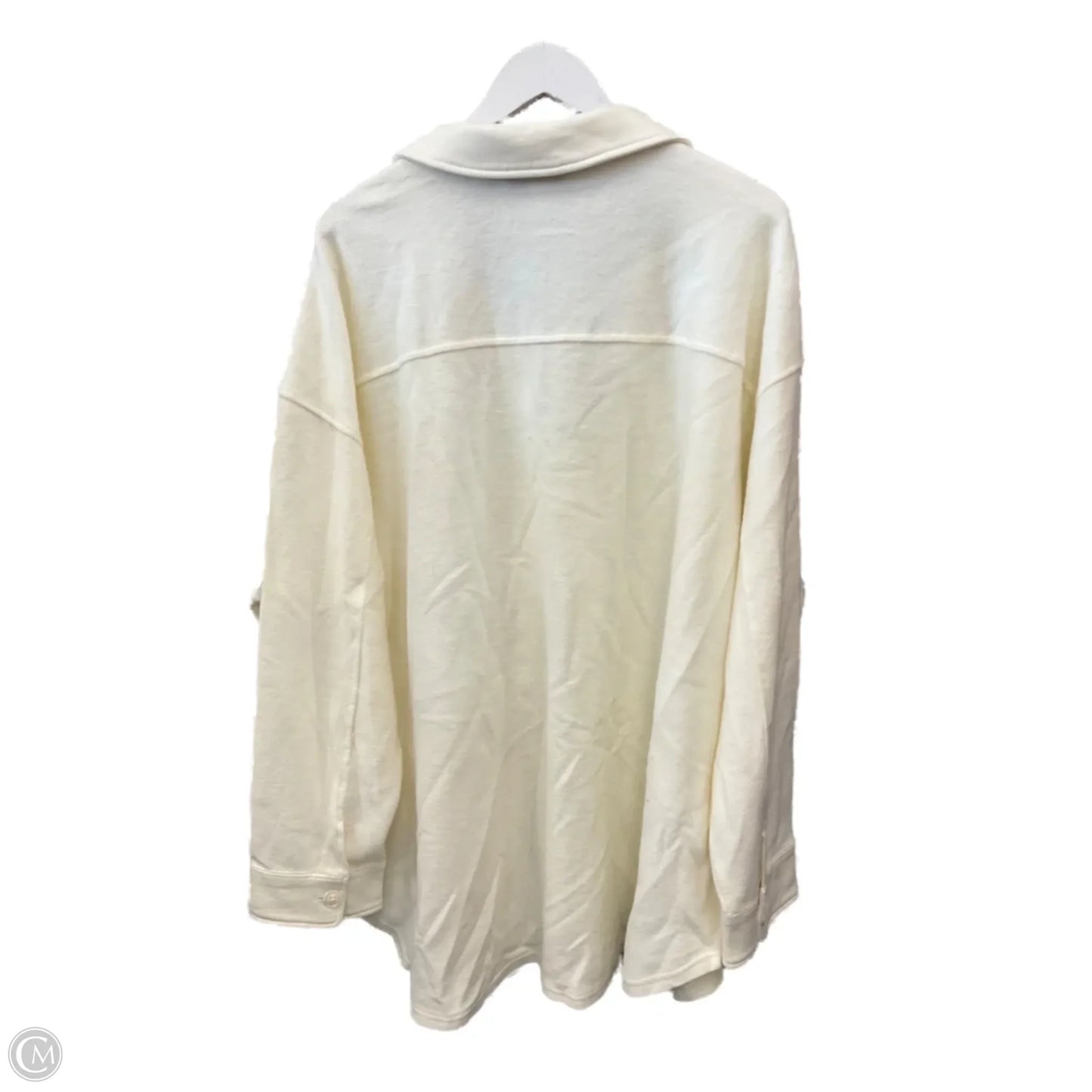 Jacket Shirt By Peace Love World In Cream, Size: 3x