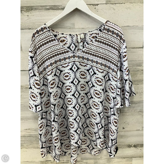 Blouse Short Sleeve By Cato In Black & White, Size: 4x
