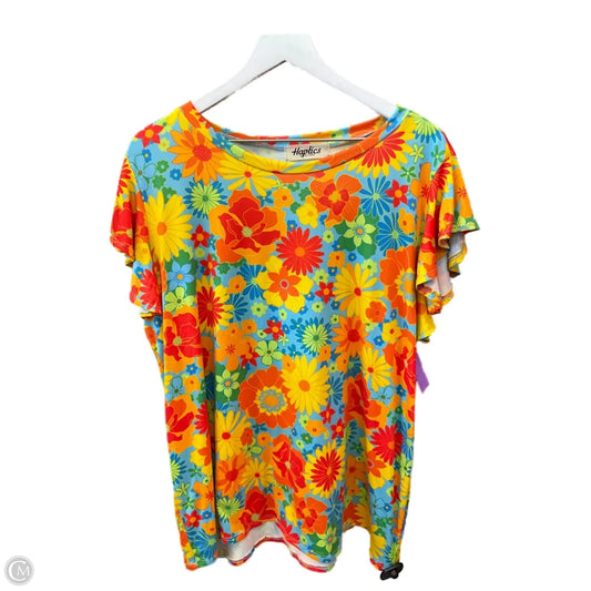 Top Short Sleeve By Haptics In Orange & Yellow, Size: 3x